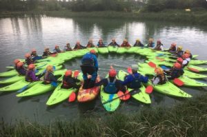 The Lea Primary School and Nursery Caythorpe PGL school trip pupils in canoes